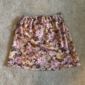 Handmade Pink and Brown Floral Mini Skirt